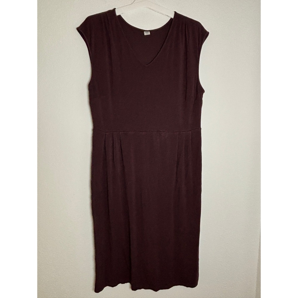 Old Navy Womens XL Burgundy V-Neck‎ Sleeveless Empire Waist Jersey Midi Dress